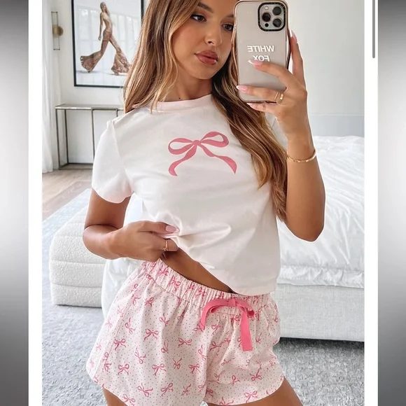 Sweetheart Pajama Set Bow Dreams - Picture 1 of 6